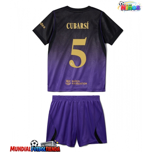 Camiseta Barcelona Pau Cubarsi #5 Segunda Equipación Replica 2026-27 para niños mangas cortas (+ Pantalones cortos)